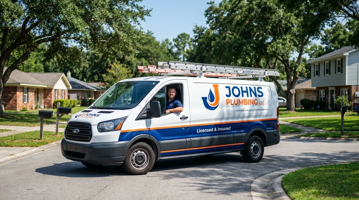 Johns Plumbing LLC service van in West Hartford, CT