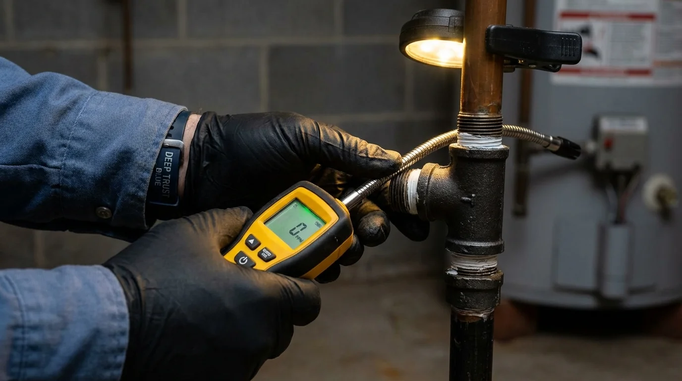 Gas leak detection with electronic sniffer by Johns Plumbing LLC in West Hartford