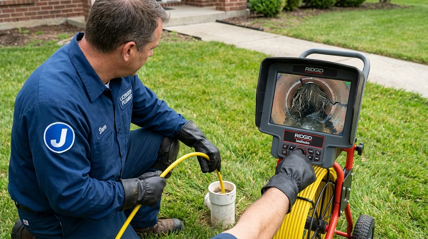 Sewer camera inspection being performed by Johns Plumbing LLC in West Hartford